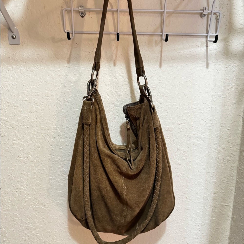 Urban Outfitters brown suede slouch hobo shoulder bag.